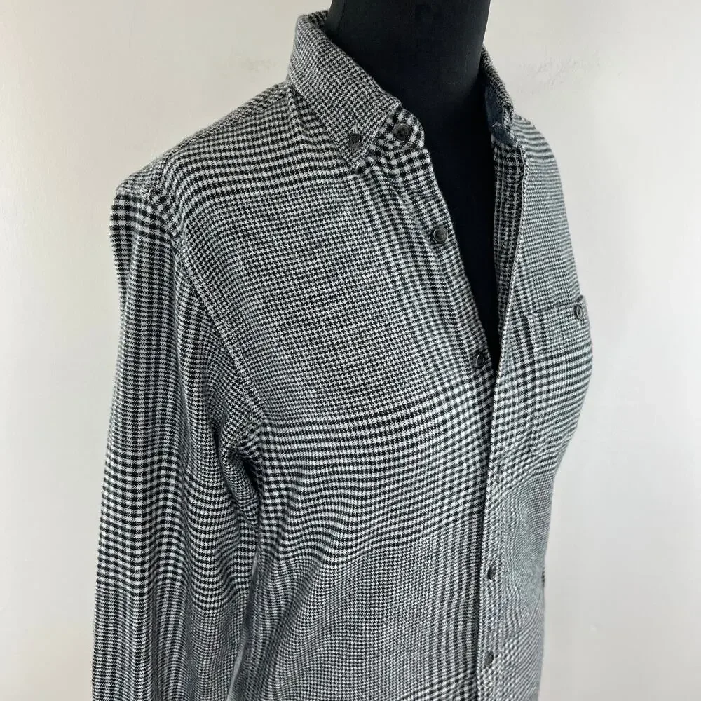 J. Crew Gray Houndstooth Long Sleeve Button-Down Elbow Patch Shirt Size XS